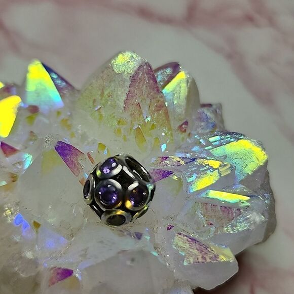 Authentic Pandora Retired Vintage Rare Purple Cz GUC - Picture 2 of 4